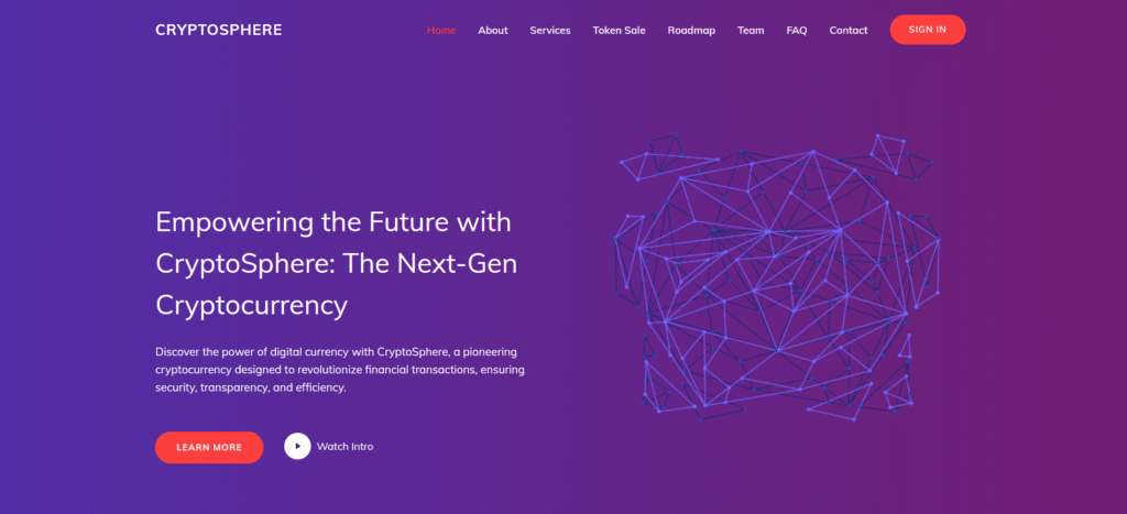 CryptoSphere – Landing Page