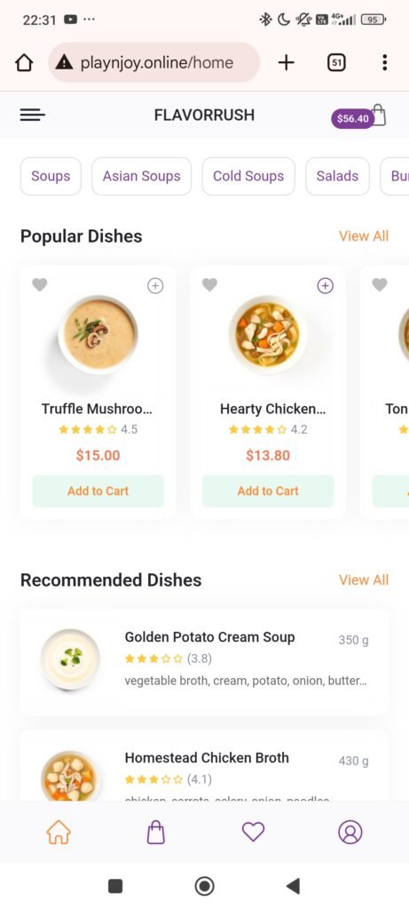 FlavorRush – food delivery app